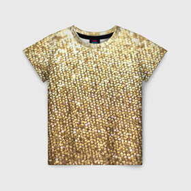 Детская футболка 3D с принтом Блёстки , 100% гипоаллергенный полиэфир | прямой крой, круглый вырез горловины, длина до линии бедер, чуть спущенное плечо, ткань немного тянется | блеск | блёстки | блестяшки | золото