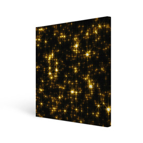 Холст квадратный с принтом Золотые звёзды , 100% ПВХ |  | Тематика изображения на принте: блеск | звёзды | золото | ночь | сияние | темнота | черный