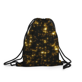 Рюкзак-мешок 3D с принтом Золотые звёзды , 100% полиэстер | плотность ткани — 200 г/м2, размер — 35 х 45 см; лямки — толстые шнурки, застежка на шнуровке, без карманов и подкладки | блеск | звёзды | золото | ночь | сияние | темнота | черный