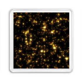 Магнит 55*55 с принтом Золотые звёзды , Пластик | Размер: 65*65 мм; Размер печати: 55*55 мм | блеск | звёзды | золото | ночь | сияние | темнота | черный