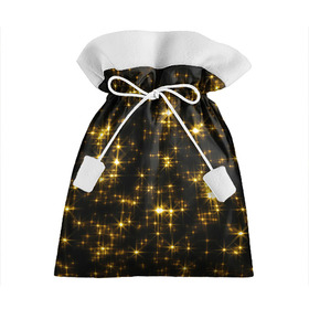 Подарочный 3D мешок с принтом Золотые звёзды , 100% полиэстер | Размер: 29*39 см | Тематика изображения на принте: блеск | звёзды | золото | ночь | сияние | темнота | черный