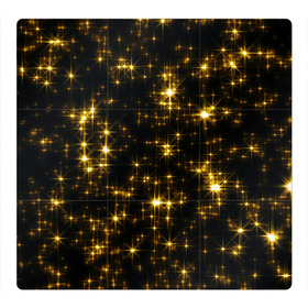 Магнитный плакат 3Х3 с принтом Золотые звёзды , Полимерный материал с магнитным слоем | 9 деталей размером 9*9 см | блеск | звёзды | золото | ночь | сияние | темнота | черный