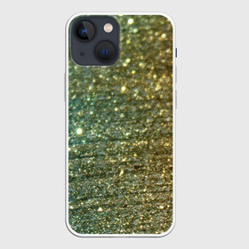Чехол для iPhone 13 mini с принтом Бирюзовый блеск ,  |  | бирюзовый | блеск | блестящая пыль | зелёный | стразы