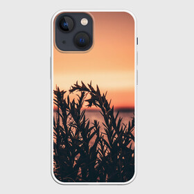 Чехол для iPhone 13 mini с принтом Трава растение закат силуэт ,  |  | закат | кусты | лето | на каждый день | природа | рассвет | растение | свет | силуэт