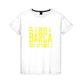 Женская футболка хлопок с принтом FC Barcelona | BARCA (2021) , 100% хлопок | прямой крой, круглый вырез горловины, длина до линии бедер, слегка спущенное плечо | 0x000000123 | barca | barcelona | fcb | messi | барса | барселона | фкб