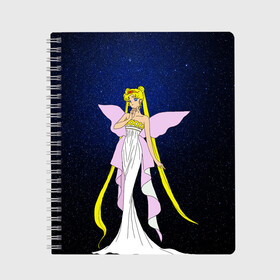 Тетрадь с принтом Принцесса Серенити , 100% бумага | 48 листов, плотность листов — 60 г/м2, плотность картонной обложки — 250 г/м2. Листы скреплены сбоку удобной пружинной спиралью. Уголки страниц и обложки скругленные. Цвет линий — светло-серый
 | bunny | luna | princess | sailormoon | serenity | stars | tsukino | usagi | wings | ангел | девушка | детские | звездная | звезды | королева | корона | космические | крылья | луна | любовь | малышка | радуга | сейлормун | токио | усаги