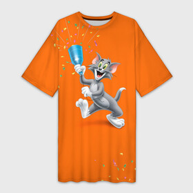 Платье-футболка 3D с принтом Confetti ,  |  | Тематика изображения на принте: spike | tom  jerry | tom and jerry | tomjerry | tuffy | vdgerir | мамочка два тапочка | том и джери | том и джерри