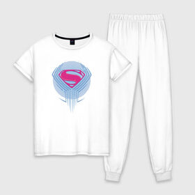 Женская пижама хлопок с принтом Superman , 100% хлопок | брюки и футболка прямого кроя, без карманов, на брюках мягкая резинка на поясе и по низу штанин | justice league movie (2017) | superman | vdpartat | знак | лига справедливости | логотип | супермен