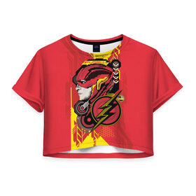 Женская футболка Crop-top 3D с принтом The Flash , 100% полиэстер | круглая горловина, длина футболки до линии талии, рукава с отворотами | flash | justice league movie | vdpartat | лига справедливости | супер герои | флеш