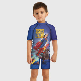 Детский купальный костюм 3D с принтом Justice League , Полиэстер 85%, Спандекс 15% | застежка на молнии на спине | batman | flesh | justice league movie | superman | vdpartat | бетмен | лига справедливости | супермен | флеш