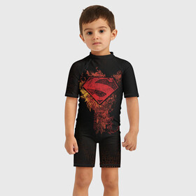 Детский купальный костюм 3D с принтом Superman , Полиэстер 85%, Спандекс 15% | застежка на молнии на спине | man | steel | superman | vdzajul | супермен | супермэн