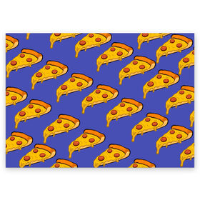 Поздравительная открытка с принтом Кусочки пиццы , 100% бумага | плотность бумаги 280 г/м2, матовая, на обратной стороне линовка и место для марки
 | Тематика изображения на принте: pizza | колбаски | кусочки пиццы | паперонни | пицца | сырная пицца