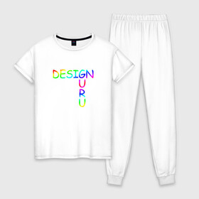Женская пижама хлопок с принтом Design Guru , 100% хлопок | брюки и футболка прямого кроя, без карманов, на брюках мягкая резинка на поясе и по низу штанин | cmyk | design | designer | illustrator | photoshop | rgb | дезигнер | дизайн | дизанер | ргб
