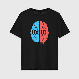 Женская футболка хлопок Oversize с принтом UX UI Brain , 100% хлопок | свободный крой, круглый ворот, спущенный рукав, длина до линии бедер
 | cmyk | design | designer | illustrator | photoshop | rgb | дезигнер | дизайн | дизанер | ргб