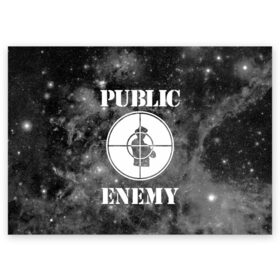 Поздравительная открытка с принтом PUBLIC ENEMY , 100% бумага | плотность бумаги 280 г/м2, матовая, на обратной стороне линовка и место для марки
 | public enemy | rap | музыка | паблик энеми | рэп