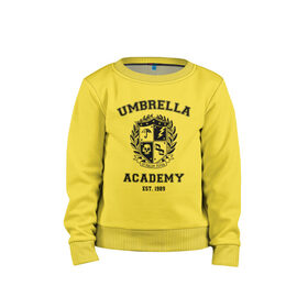 Детский свитшот хлопок с принтом The Umbrella Academy , 100% хлопок | круглый вырез горловины, эластичные манжеты, пояс и воротник | Тематика изображения на принте: the umbrella academy | umbrella | академия амбрелла | амбрелла | герб | зонтик