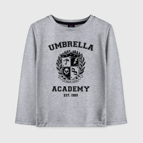 Детский лонгслив хлопок с принтом The Umbrella Academy , 100% хлопок | круглый вырез горловины, полуприлегающий силуэт, длина до линии бедер | the umbrella academy | umbrella | академия амбрелла | амбрелла | герб | зонтик