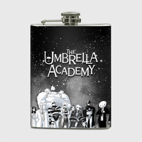 Фляга с принтом The Umbrella Academy , металлический корпус | емкость 0,22 л, размер 125 х 94 мм. Виниловая наклейка запечатывается полностью | Тематика изображения на принте: the umbrella academy | umbrella | академия амбрелла | амбрелла | герб | зонтик