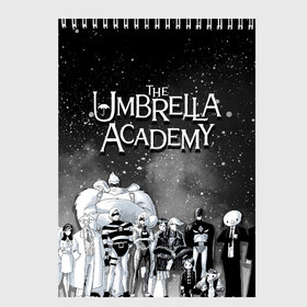 Скетчбук с принтом The Umbrella Academy , 100% бумага
 | 48 листов, плотность листов — 100 г/м2, плотность картонной обложки — 250 г/м2. Листы скреплены сверху удобной пружинной спиралью | Тематика изображения на принте: the umbrella academy | umbrella | академия амбрелла | амбрелла | герб | зонтик
