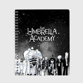 Тетрадь с принтом The Umbrella Academy , 100% бумага | 48 листов, плотность листов — 60 г/м2, плотность картонной обложки — 250 г/м2. Листы скреплены сбоку удобной пружинной спиралью. Уголки страниц и обложки скругленные. Цвет линий — светло-серый
 | the umbrella academy | umbrella | академия амбрелла | амбрелла | герб | зонтик