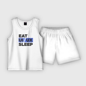Детская пижама с шортами хлопок с принтом Eat UI UX Sleep ,  |  | cmyk | design | designer | illustrator | photoshop | rgb | ui | ui ux | ux | дезигнер | дизайн | дизанер | ргб