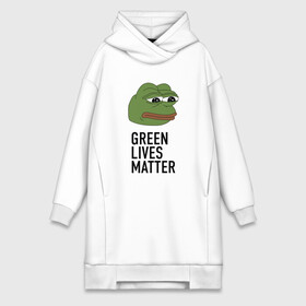 Платье-худи хлопок с принтом Green Lives Matter ,  |  | black lives matter | blacklivesmatter | pepe | pepe frog | лягушка пепе | пепе | пеппе