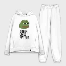 Женский костюм хлопок Oversize с принтом Green Lives Matter ,  |  | black lives matter | blacklivesmatter | pepe | pepe frog | лягушка пепе | пепе | пеппе