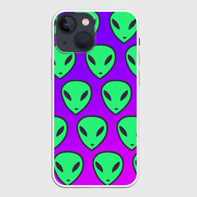 Чехол для iPhone 13 mini с принтом ALIENS ,  |  | alien | space | зеленый | космос | нло | пришелец