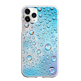 Чехол для iPhone 11 Pro матовый с принтом Капли голубой роса стекло вода , Силикон |  | Тематика изображения на принте: вода | градиент | для всех | дождь | капли | летний | на каждый день | обычный | окно | поверхность | повседневный | размытость | роса | стекло