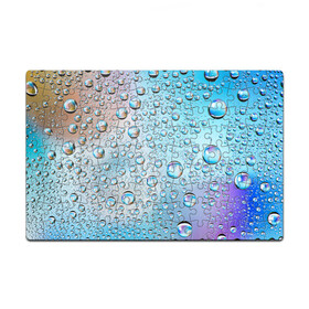 Головоломка Пазл магнитный 126 элементов с принтом Капли голубой роса стекло вода , полимерный материал с магнитным слоем | 126 деталей, размер изделия —  180*270 мм | Тематика изображения на принте: вода | градиент | для всех | дождь | капли | летний | на каждый день | обычный | окно | поверхность | повседневный | размытость | роса | стекло