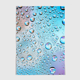 Постер с принтом Капли голубой роса стекло вода , 100% бумага
 | бумага, плотность 150 мг. Матовая, но за счет высокого коэффициента гладкости имеет небольшой блеск и дает на свету блики, но в отличии от глянцевой бумаги не покрыта лаком | вода | градиент | для всех | дождь | капли | летний | на каждый день | обычный | окно | поверхность | повседневный | размытость | роса | стекло