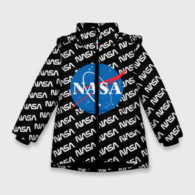 Зимняя куртка для девочек 3D с принтом NASA , ткань верха — 100% полиэстер; подклад — 100% полиэстер, утеплитель — 100% полиэстер. | длина ниже бедра, удлиненная спинка, воротник стойка и отстегивающийся капюшон. Есть боковые карманы с листочкой на кнопках, утяжки по низу изделия и внутренний карман на молнии. 

Предусмотрены светоотражающий принт на спинке, радужный светоотражающий элемент на пуллере молнии и на резинке для утяжки. | logo | logo nasa | nasa | space | америка | арт | космос | лого | лого наса | логотип | логотип наса | наса | спэйс