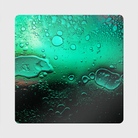 Магнит виниловый Квадрат с принтом Зеленые капли клетки , полимерный материал с магнитным слоем | размер 9*9 см, закругленные углы | биология | вода | градиент | для всех | дождь | капли | клетки | летний | на каждый день | обычный | окно | поверхность | повседневный | размытость | роса | стекло