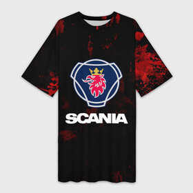 Платье-футболка 3D с принтом Scania ,  |  | scania | автобус | грузовик | дальнобой | дальнобойщик | лев | скания | фура | шведское авто