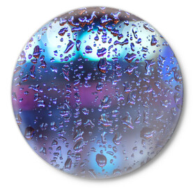 Значок с принтом Капли на стекле макро ,  металл | круглая форма, металлическая застежка в виде булавки | Тематика изображения на принте: брызги | вода | градиент | дождь | капли | макро | поверхность | повседневный | роса | стекло | текстура