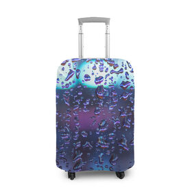 Чехол для чемодана 3D с принтом Капли на стекле макро , 86% полиэфир, 14% спандекс | двустороннее нанесение принта, прорези для ручек и колес | брызги | вода | градиент | дождь | капли | макро | поверхность | повседневный | роса | стекло | текстура