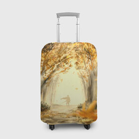 Чехол для чемодана 3D с принтом Ghost of Tsushima , 86% полиэфир, 14% спандекс | двустороннее нанесение принта, прорези для ручек и колес | ghost of tsushima | аллея | арт | деревья | дзин сакай | листья | лужа | осень | самурай | тсусима | тсушима
