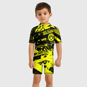 Детский купальный костюм 3D с принтом Borussia Dortmund , Полиэстер 85%, Спандекс 15% | застежка на молнии на спине | borussia | bvb | dortmund | fifa | football | soccer | uefa | боруссия | германия | клуб | лига | матч | мяч | спорт | уефа | фифа | футбол | шмельцер