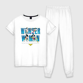 Женская пижама хлопок с принтом Ты сильнее чем ты думаешь , 100% хлопок | брюки и футболка прямого кроя, без карманов, на брюках мягкая резинка на поясе и по низу штанин | dc | diana | vdsvar | warner bros. | warner premiere | wonder woman | чудо женщина