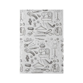 Обложка для паспорта матовая кожа с принтом для швеи , натуральная матовая кожа | размер 19,3 х 13,7 см; прозрачные пластиковые крепления | handmade | иголка | инструменты для шитья | хэндмэйд | швея | шить