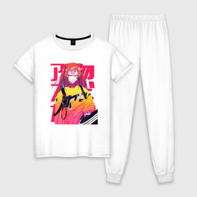 Женская пижама хлопок с принтом Анимешный Стиль , 100% хлопок | брюки и футболка прямого кроя, без карманов, на брюках мягкая резинка на поясе и по низу штанин | aesthetic | anime | art