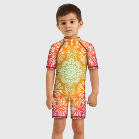 Детский купальный костюм 3D с принтом Цветочный узор , Полиэстер 85%, Спандекс 15% | застежка на молнии на спине | pattern | runes | знаки | иероглифы | орнамент | руны | символы | узор | фигуры
