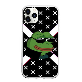 Чехол для iPhone 11 Pro матовый с принтом Pepe в очках EZ , Силикон |  | Тематика изображения на принте: ez | glitch | pepe | pepe frog | pepe в очках | silvername | twitch emout | жабка в очках | крестики