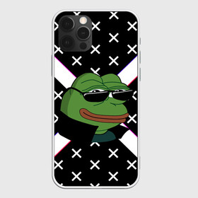 Чехол для iPhone 12 Pro с принтом Pepe в очках EZ , силикон | область печати: задняя сторона чехла, без боковых панелей | ez | glitch | pepe | pepe frog | pepe в очках | silvername | twitch emout | жабка в очках | крестики