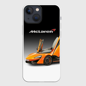 Чехол для iPhone 13 mini с принтом McLaren ,  |  | bolide | car | mclaren | motorsport | power | prestige | автомобиль | автоспорт | болид | мощь | престиж