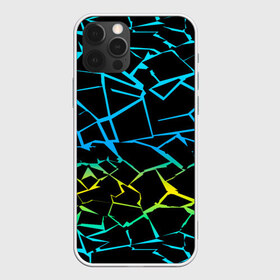 Чехол для iPhone 12 Pro Max с принтом НЕОНОВЫЙ ГРАДИЕНТ , Силикон |  | Тематика изображения на принте: геометрия | градиент | лед | молнии | неон | пестрый | полосы | разлом | синий | спортивный | стекло | текстура