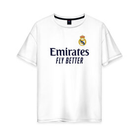 Женская футболка хлопок Oversize с принтом Real Madrid 2020/2021 , 100% хлопок | свободный крой, круглый ворот, спущенный рукав, длина до линии бедер
 | Тематика изображения на принте: 2021 | benzema | hazard | madrid | ramos | real | джерси | мадрид | реал | форма