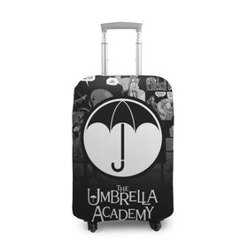 Чехол для чемодана 3D с принтом Академия Амбрелла , 86% полиэфир, 14% спандекс | двустороннее нанесение принта, прорези для ручек и колес | the umbrella academy | umbrella | академия амбрелла | амбрелла | герб | зонтик | комиксы