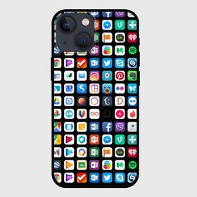 Чехол для iPhone 13 mini с принтом Iphone and Apps Icons ,  |  | Тематика изображения на принте: android | apk | apps | icon | iphone | iphone and apps icons | social | айфон | андроид | значок | приложение