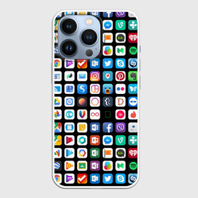 Чехол для iPhone 13 Pro с принтом Iphone and Apps Icons ,  |  | android | apk | apps | icon | iphone | iphone and apps icons | social | айфон | андроид | значок | приложение